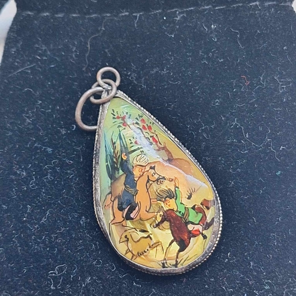 Antique  Hand Painted Persian Pendant - Picture 4 of 14